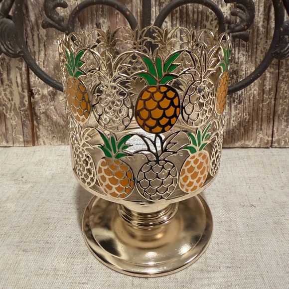 Bath & Body Works Other - Bath & Body Works Silver & Yellow Pineapple Candle Holder